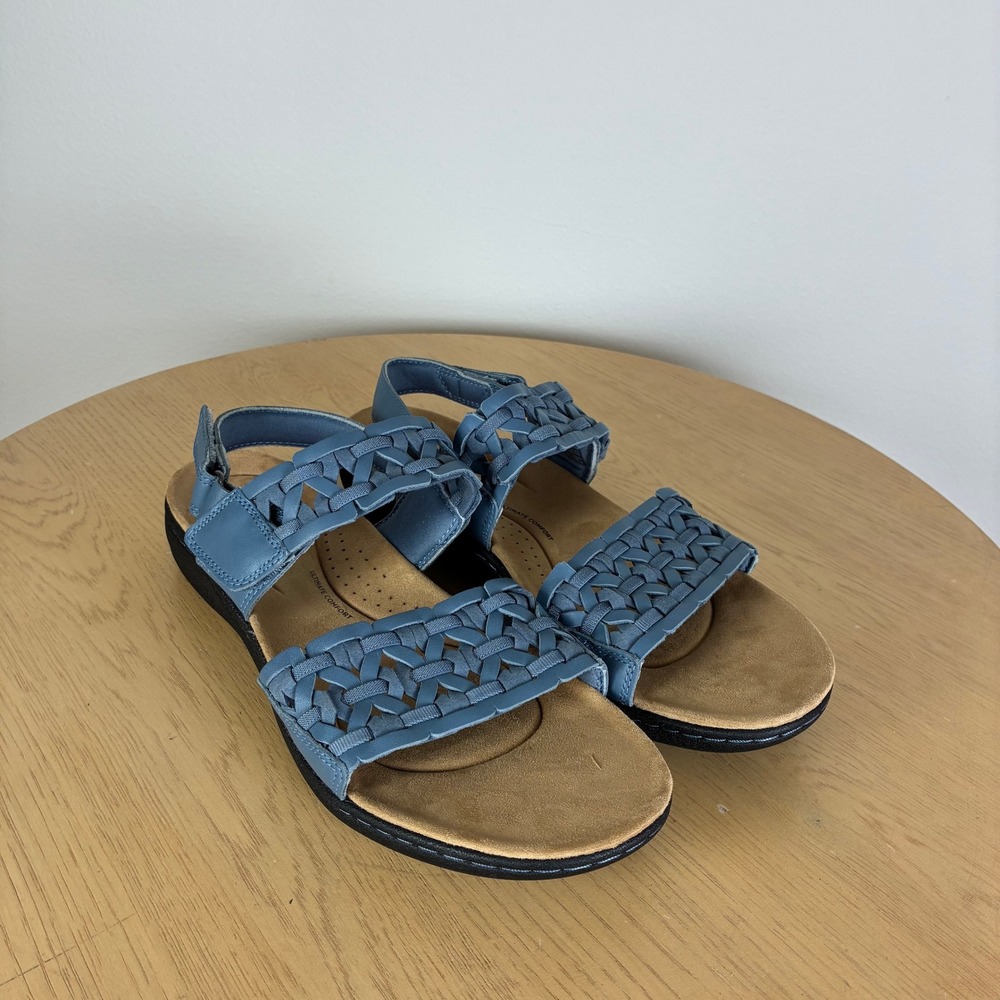 Clarks Woven Strappy Slingback Flat Sandals Women's 11 Comfort Supportive Summer